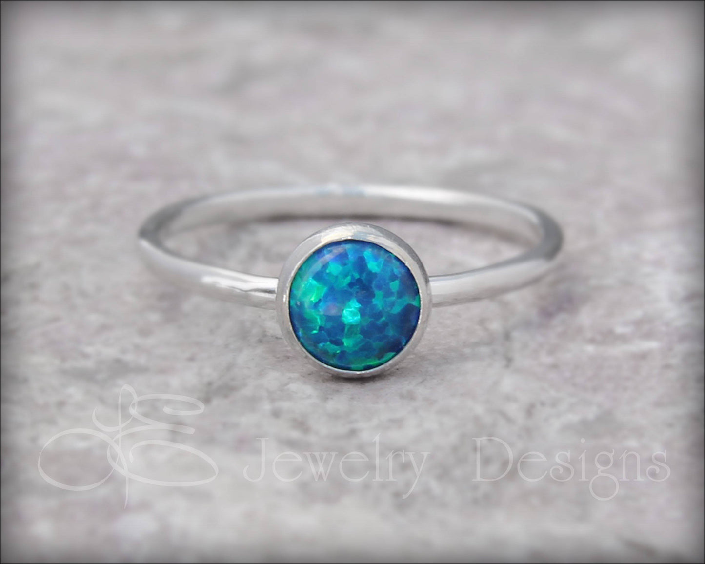 Silver Opal Stacking Ring - (6mm) - LE Jewelry Designs