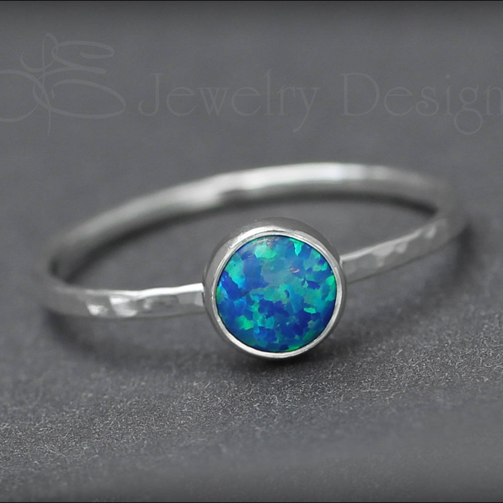 Silver Opal Stacking Ring - (6mm) - LE Jewelry Designs
