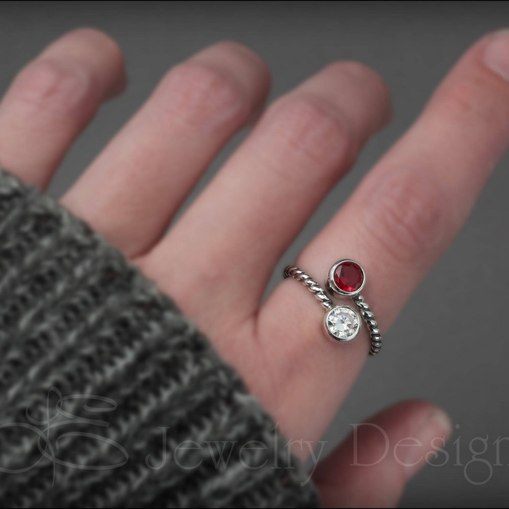 Twisted Sterling Dual Birthstone Ring - LE Jewelry Designs