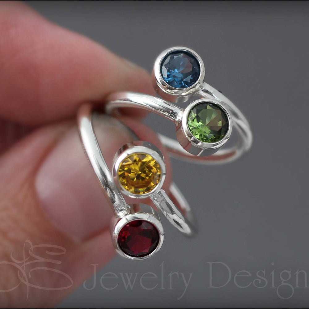 Sterling Dual Birthstone or Opal Ring - LE Jewelry Designs
