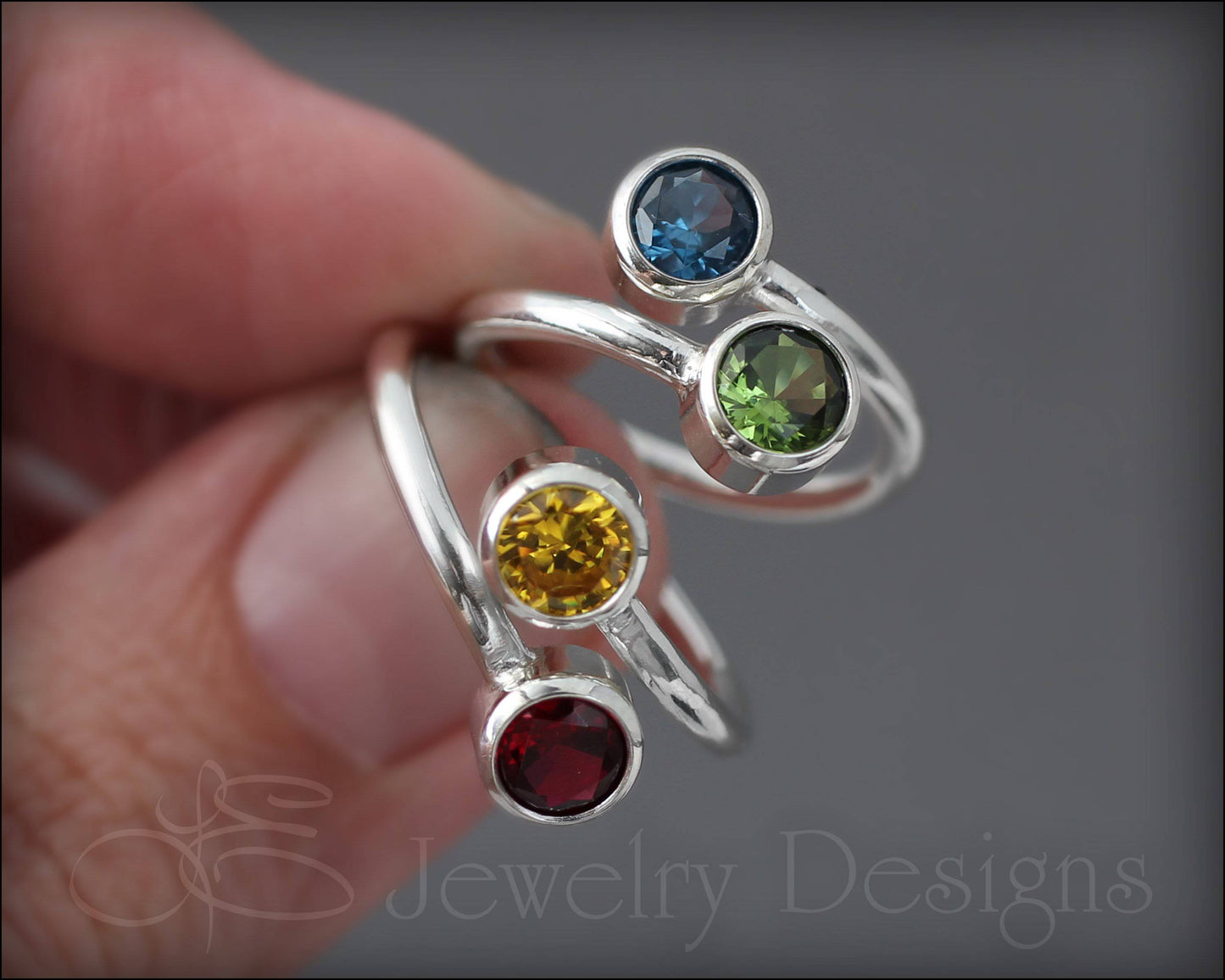 Sterling Dual Birthstone or Opal Ring - LE Jewelry Designs