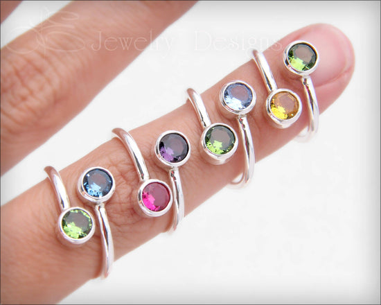 Sterling Dual Birthstone or Opal Ring - LE Jewelry Designs