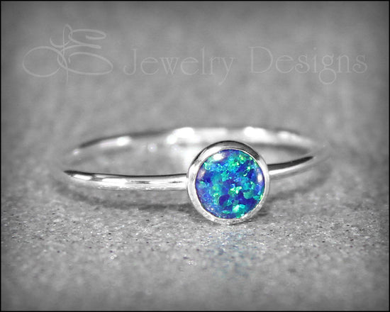 Silver Opal Stacking Ring - (6mm) - LE Jewelry Designs