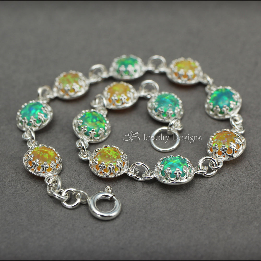 
                  
                    Sterling Silver Opal Link Bracelet (choose colors) - LE Jewelry Designs
                  
                