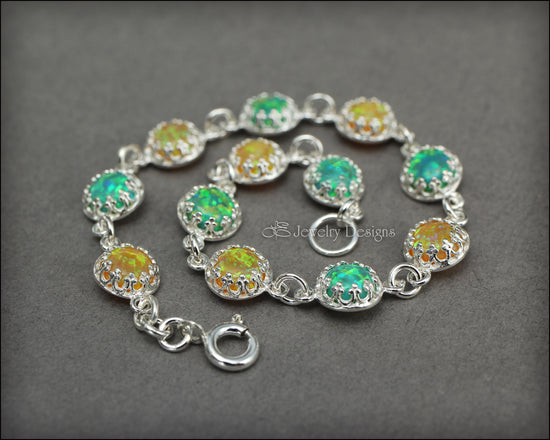 Sterling Silver Opal Link Bracelet (choose colors) - LE Jewelry Designs