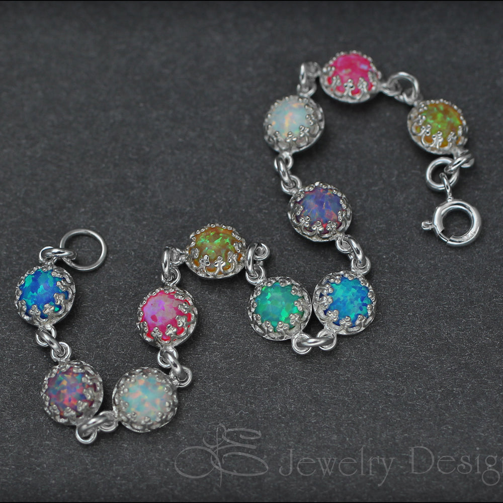 
                  
                    Sterling Silver Opal Link Bracelet (choose colors) - LE Jewelry Designs
                  
                
