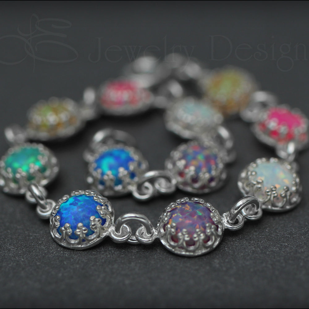 
                  
                    Sterling Silver Opal Link Bracelet (choose colors) - LE Jewelry Designs
                  
                