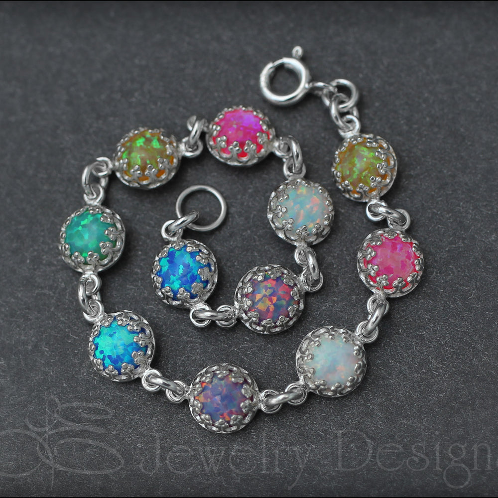 
                  
                    Sterling Silver Opal Link Bracelet (choose colors) - LE Jewelry Designs
                  
                
