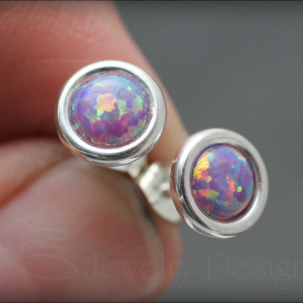 
                  
                    Sterling Silver Opal Saucer Stud Earrings (8mm) - LE Jewelry Designs
                  
                