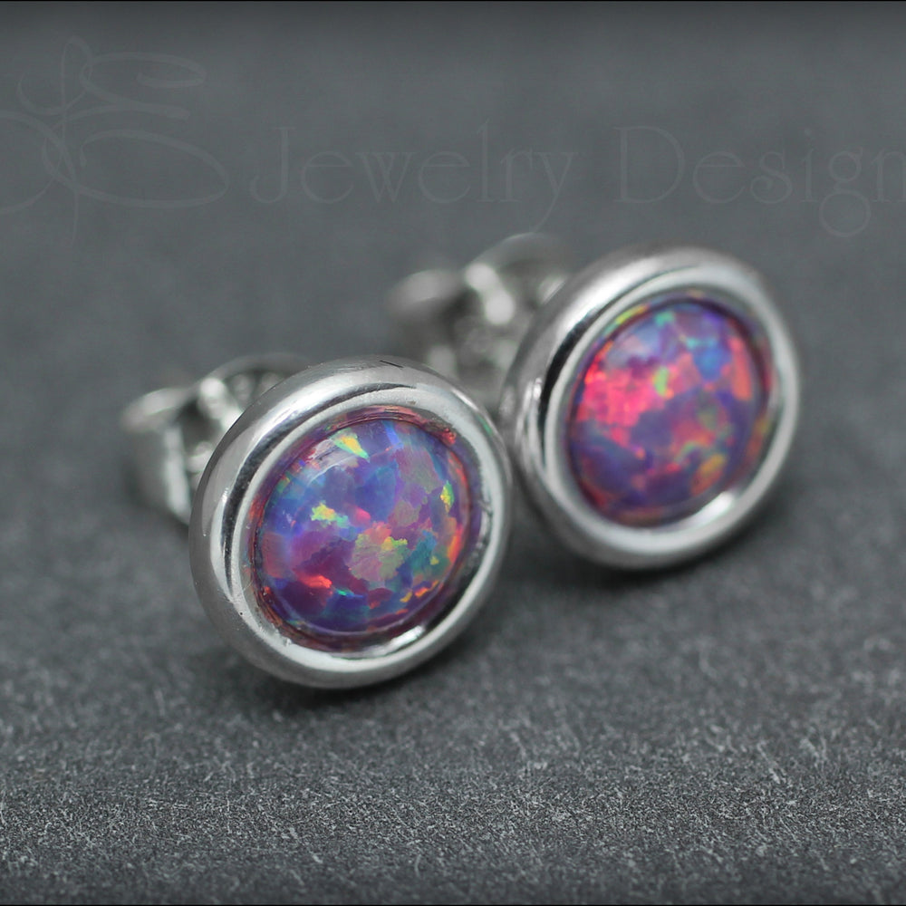 
                  
                    Sterling Silver Opal Saucer Stud Earrings (8mm) - LE Jewelry Designs
                  
                
