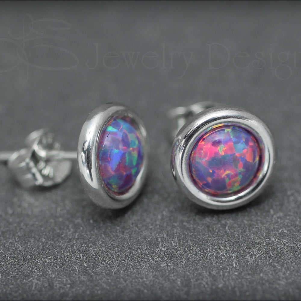 
                  
                    Sterling Silver Opal Saucer Stud Earrings (8mm) - LE Jewelry Designs
                  
                