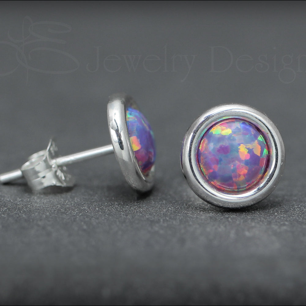 
                  
                    Sterling Silver Opal Saucer Stud Earrings (8mm) - LE Jewelry Designs
                  
                