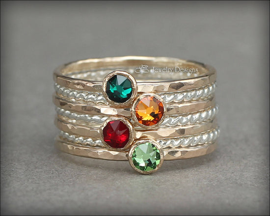 Load image into Gallery viewer, Birthstone Ring Set - (with 4 birthstones) - LE Jewelry Designs
