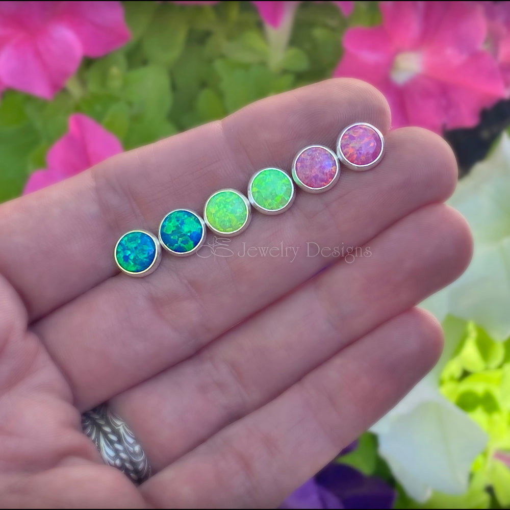 
                  
                    Sterling Silver Opal Stud Earrings (8mm) - LE Jewelry Designs
                  
                