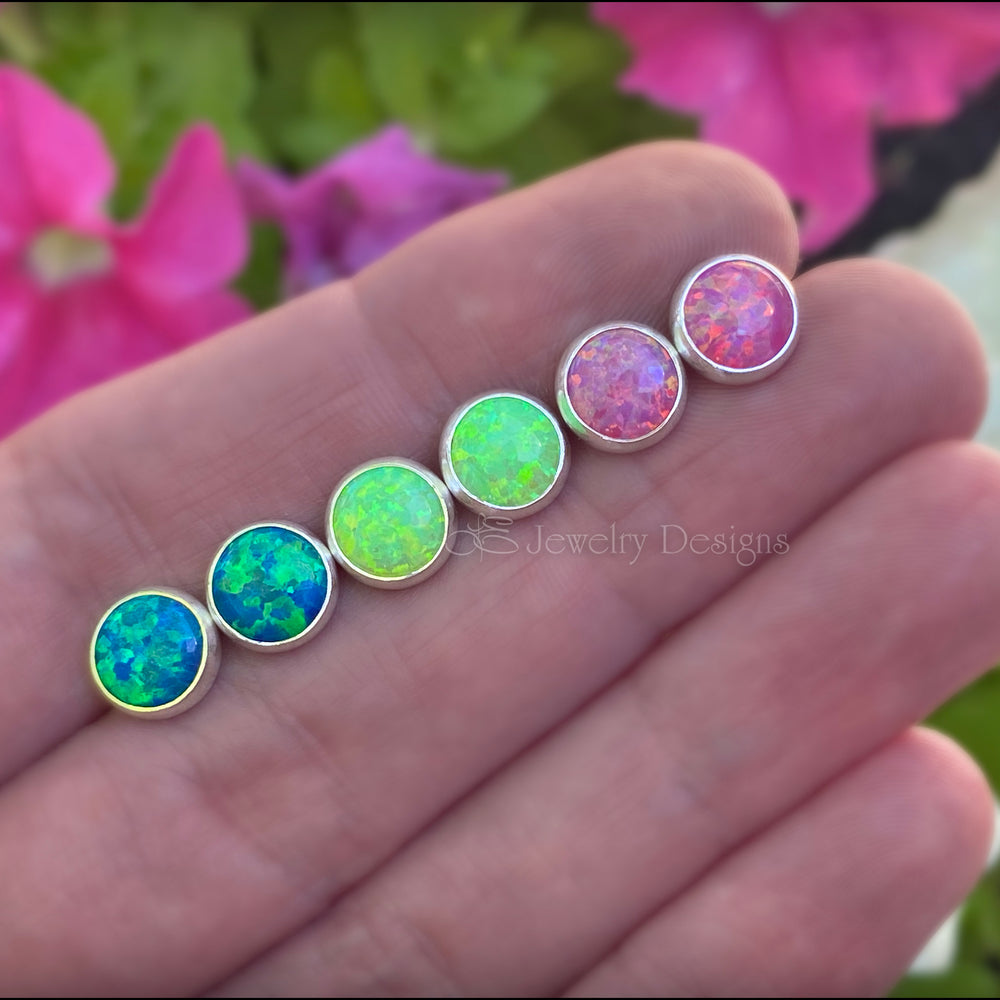 
                  
                    Sterling Silver Opal Stud Earrings (8mm) - LE Jewelry Designs
                  
                