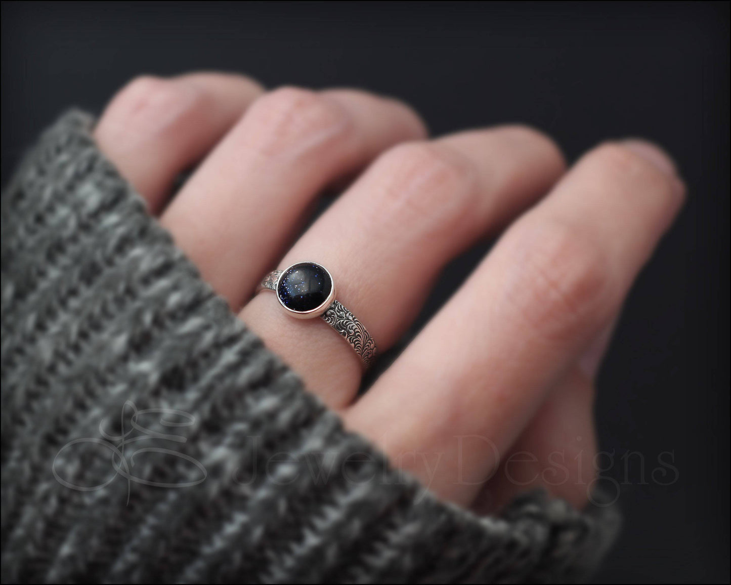 Blue Goldstone Galaxy Ring - LE Jewelry Designs