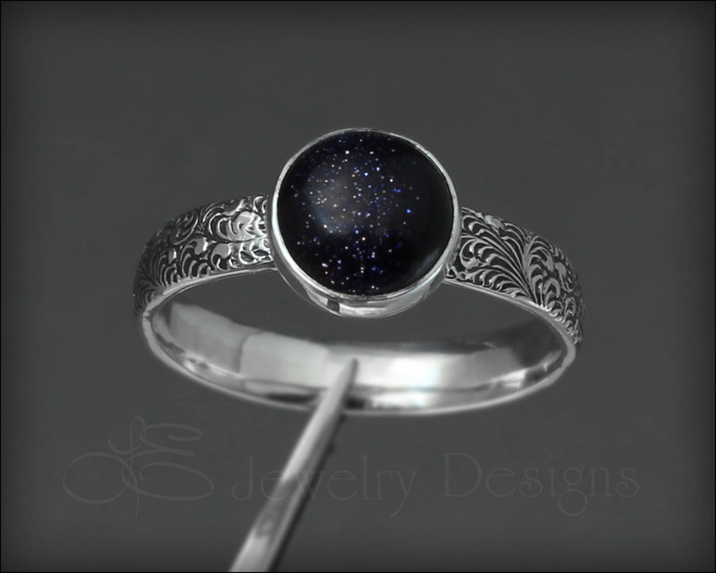 Blue Goldstone Galaxy Ring - LE Jewelry Designs