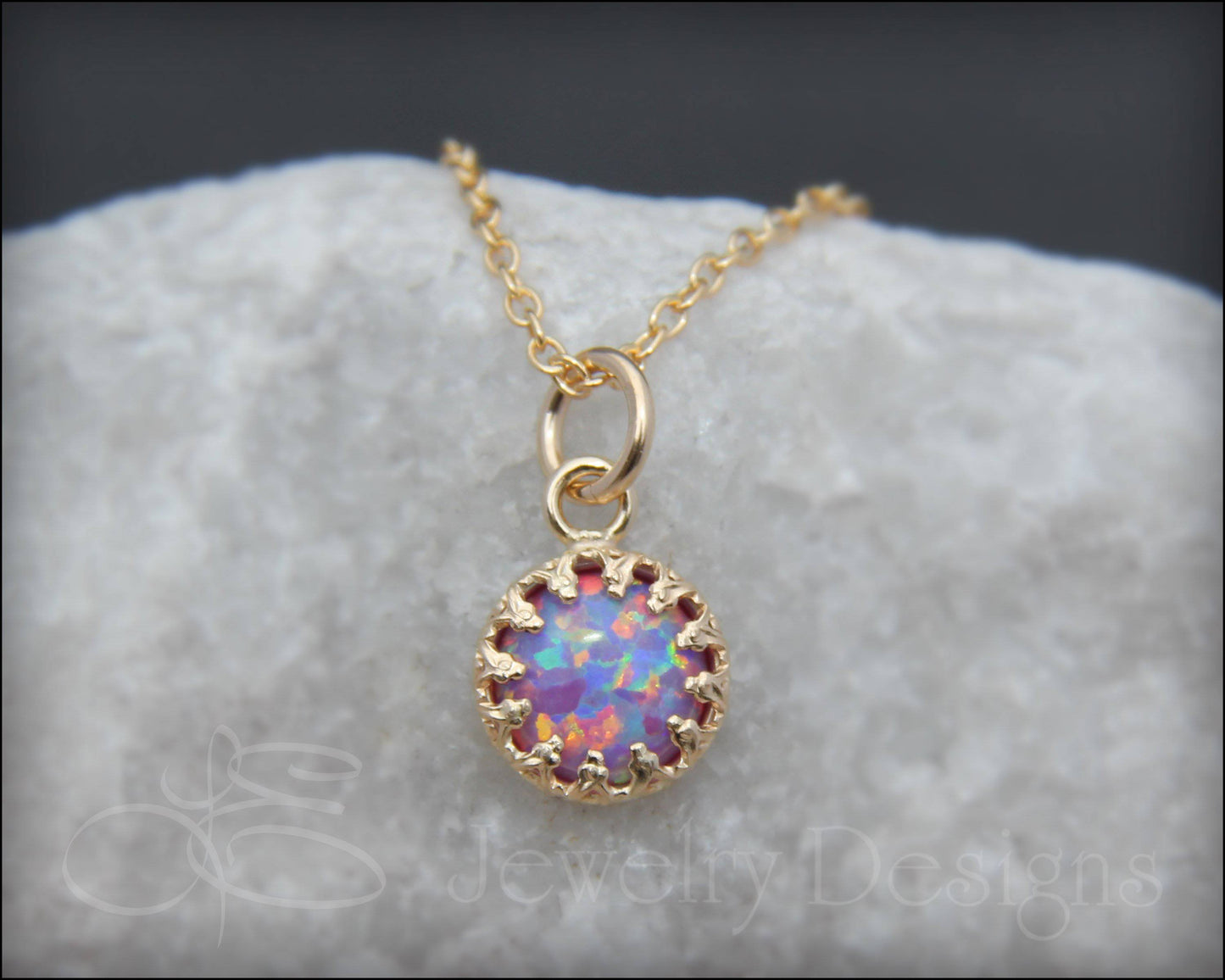 Load image into Gallery viewer, Gold Opal Necklace (choose color) - LE Jewelry Designs
