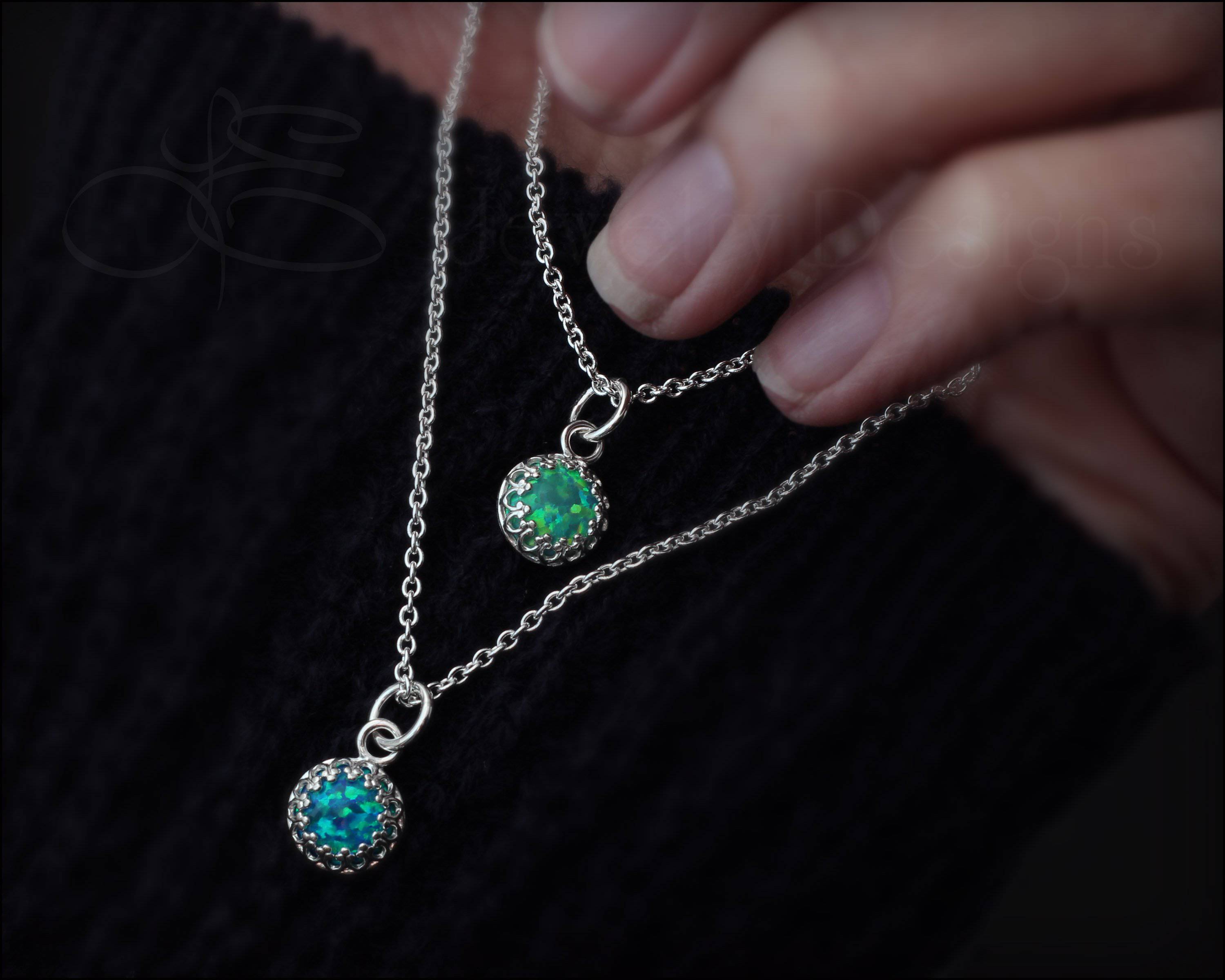 Silver Opal Necklace (choose color) – LE Jewelry Designs