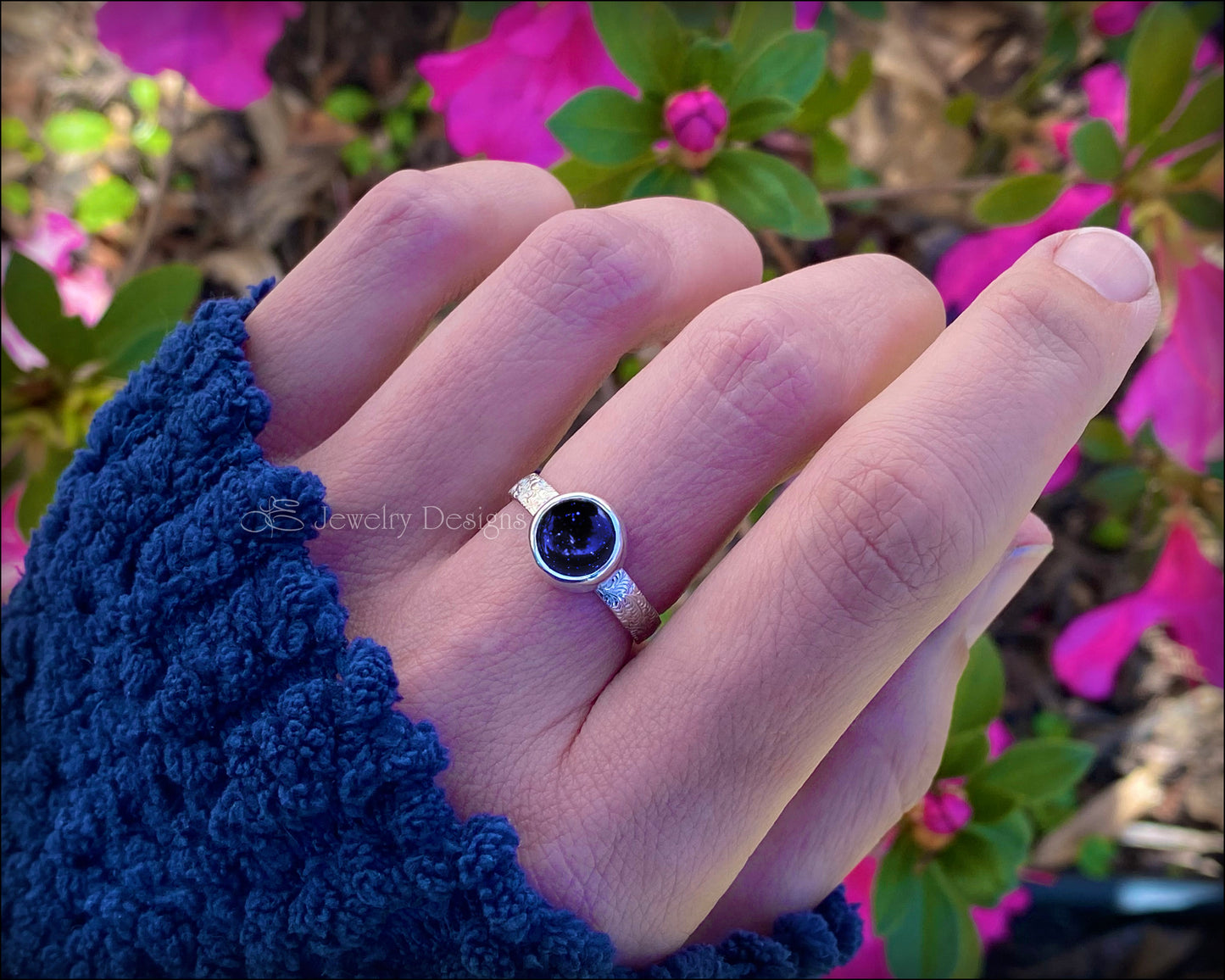 Blue Goldstone Galaxy Ring - LE Jewelry Designs