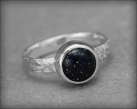 Load image into Gallery viewer, Blue Goldstone Galaxy Ring - LE Jewelry Designs
