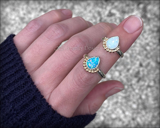 Pear Shaped Opal Ring - (choose color) - LE Jewelry Designs