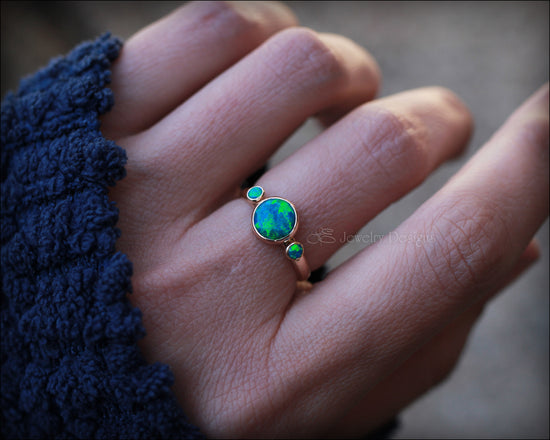 Load image into Gallery viewer, 14k Gold-Filled Opal Trio Ring - LE Jewelry Designs
