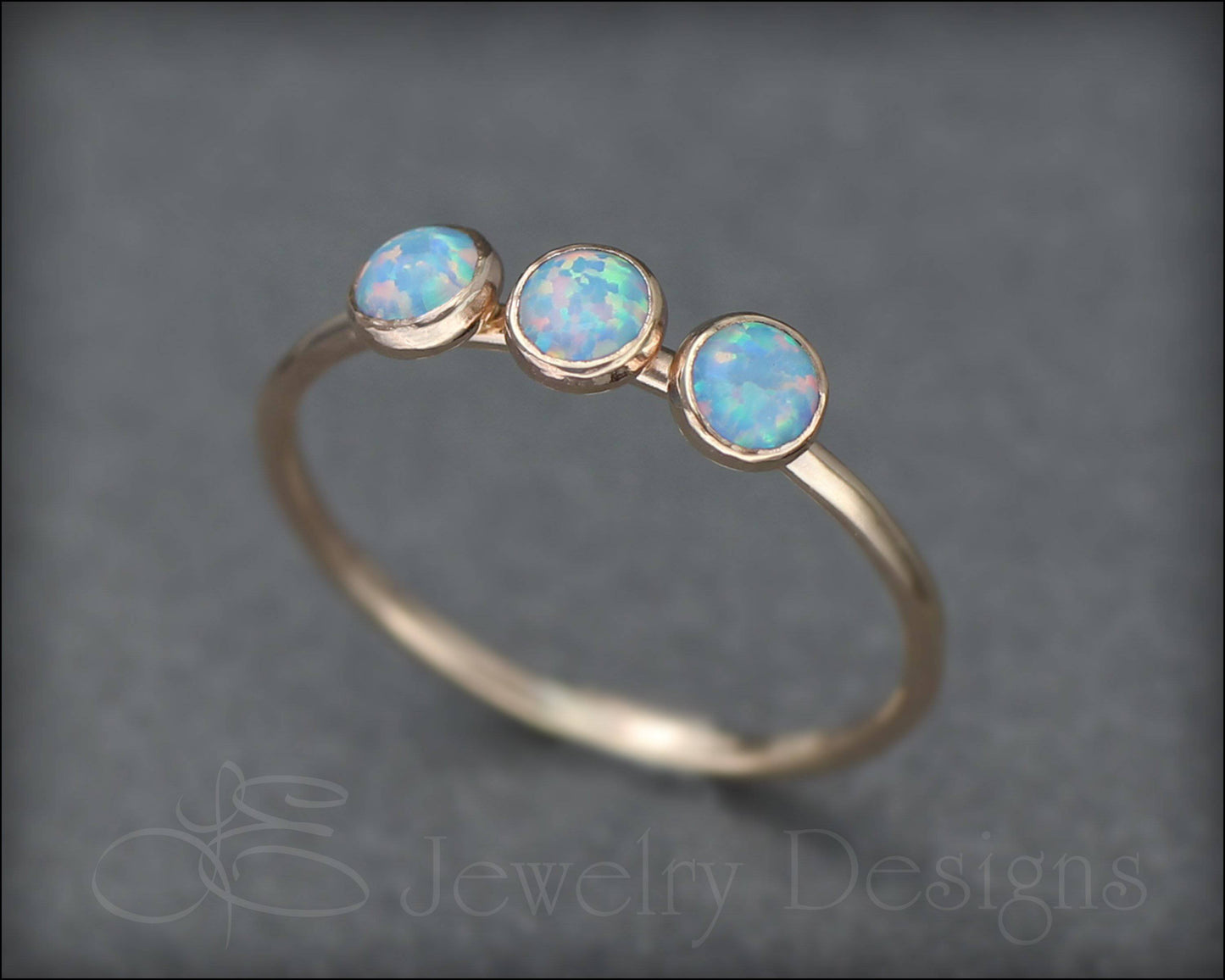 Three Birthstone or Opal Ring - LE Jewelry Designs