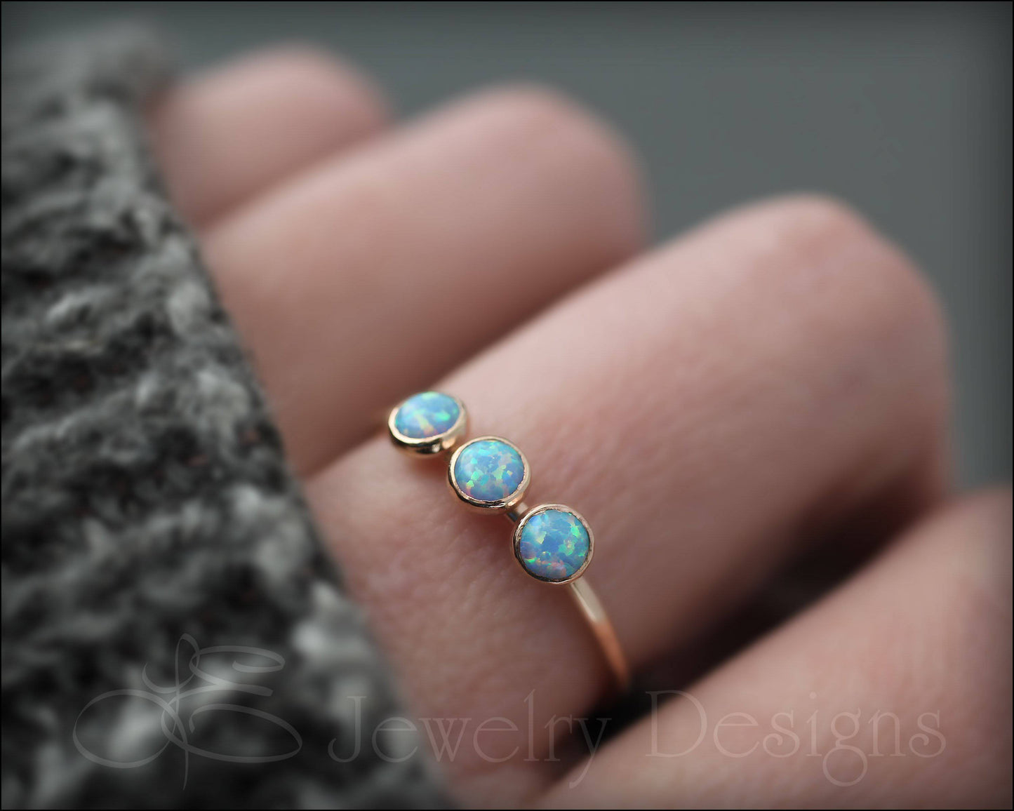 Three Birthstone or Opal Ring - LE Jewelry Designs