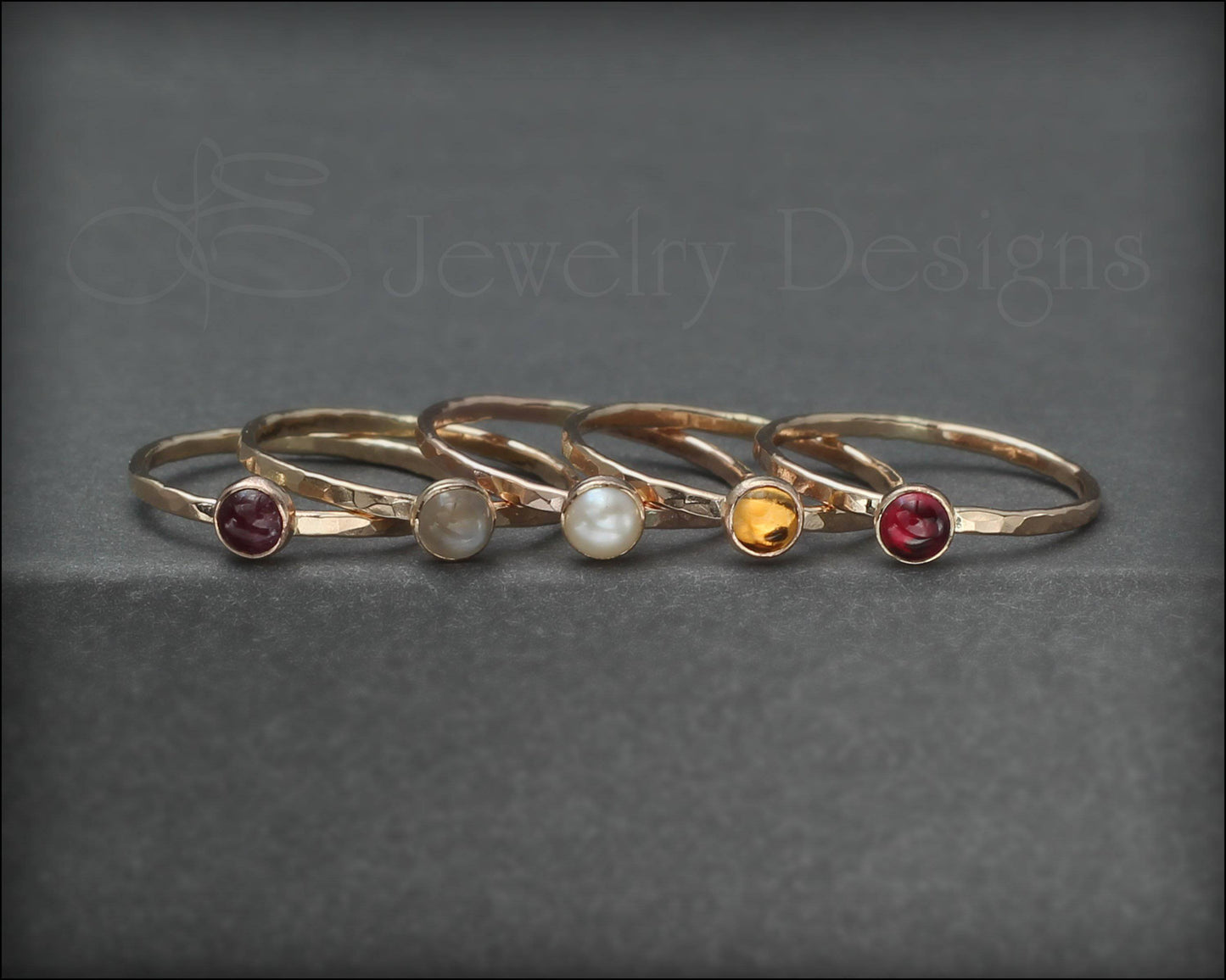 Load image into Gallery viewer, Gemstone Stacking Ring - (silver, gold) - LE Jewelry Designs
