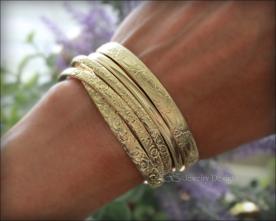 Load image into Gallery viewer, Gold-Filled Pattern Cuff Bracelets - LE Jewelry Designs
