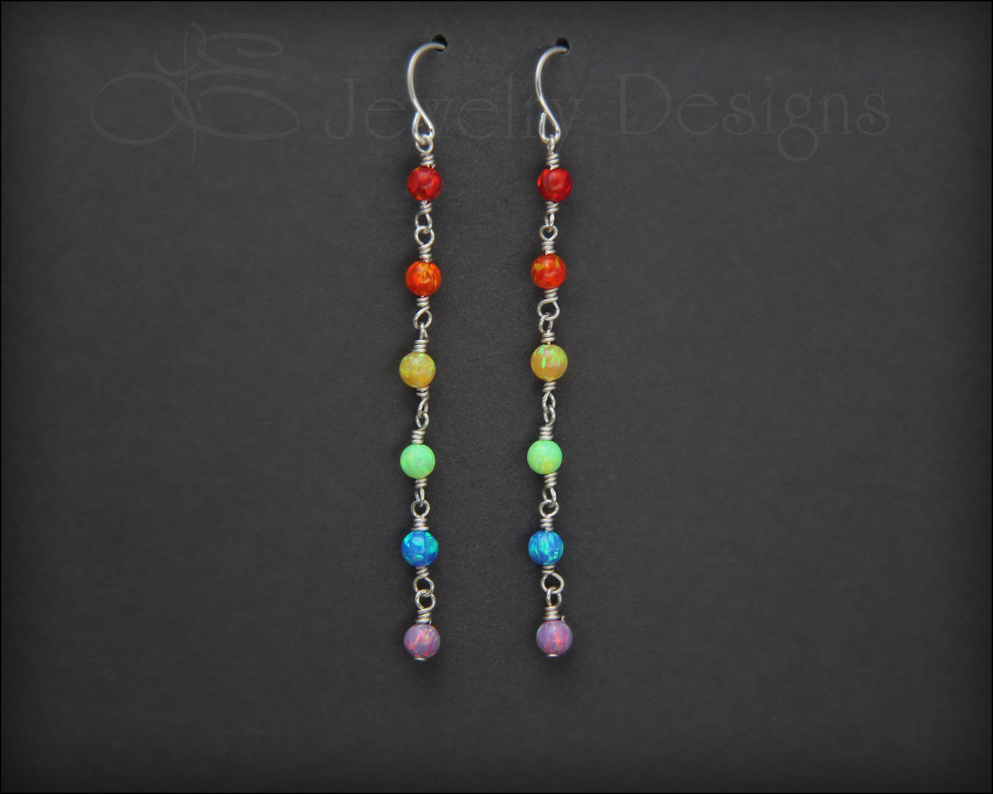 Load image into Gallery viewer, Long Opal Beaded Earrings - LE Jewelry Designs
