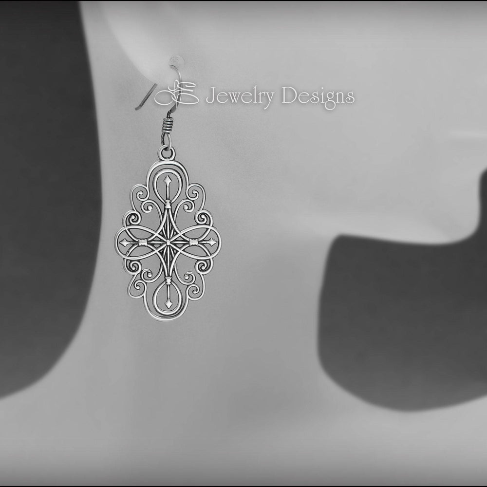 
                  
                    Sterling Filigree Compass Earrings - LE Jewelry Designs
                  
                