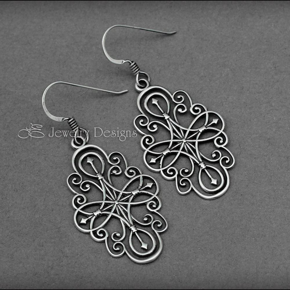 
                  
                    Sterling Filigree Compass Earrings - LE Jewelry Designs
                  
                