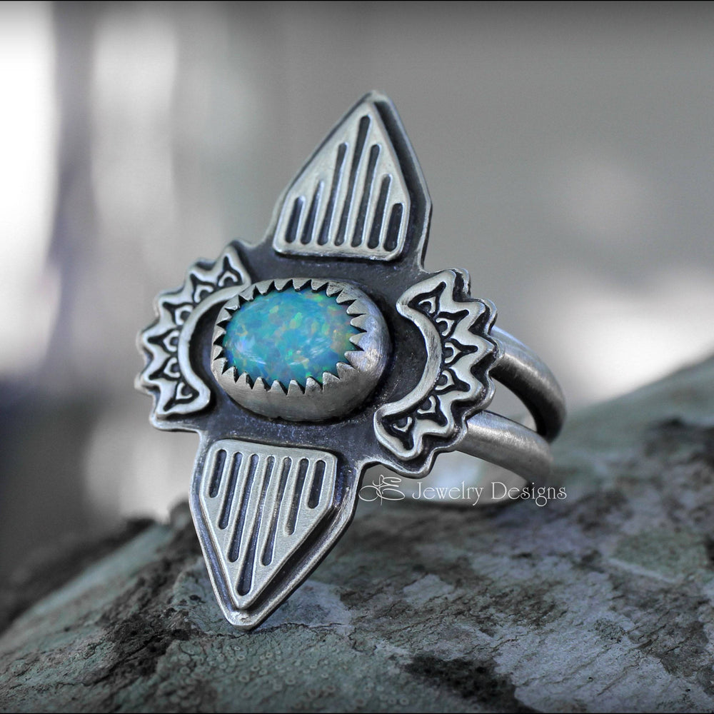 
                  
                    Size 5.5 - Boho Sterling Silver Opal Ring - LE Jewelry Designs
                  
                