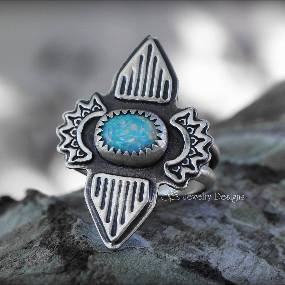 
                  
                    Size 5.5 - Boho Sterling Silver Opal Ring - LE Jewelry Designs
                  
                