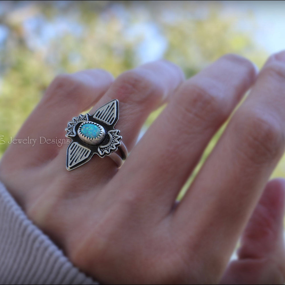 
                  
                    Size 5.5 - Boho Sterling Silver Opal Ring - LE Jewelry Designs
                  
                