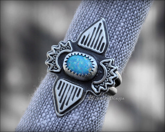 Size 5.5 - Boho Sterling Silver Opal Ring - LE Jewelry Designs