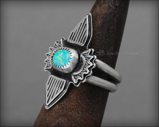 Size 5.5 - Boho Sterling Silver Opal Ring - LE Jewelry Designs