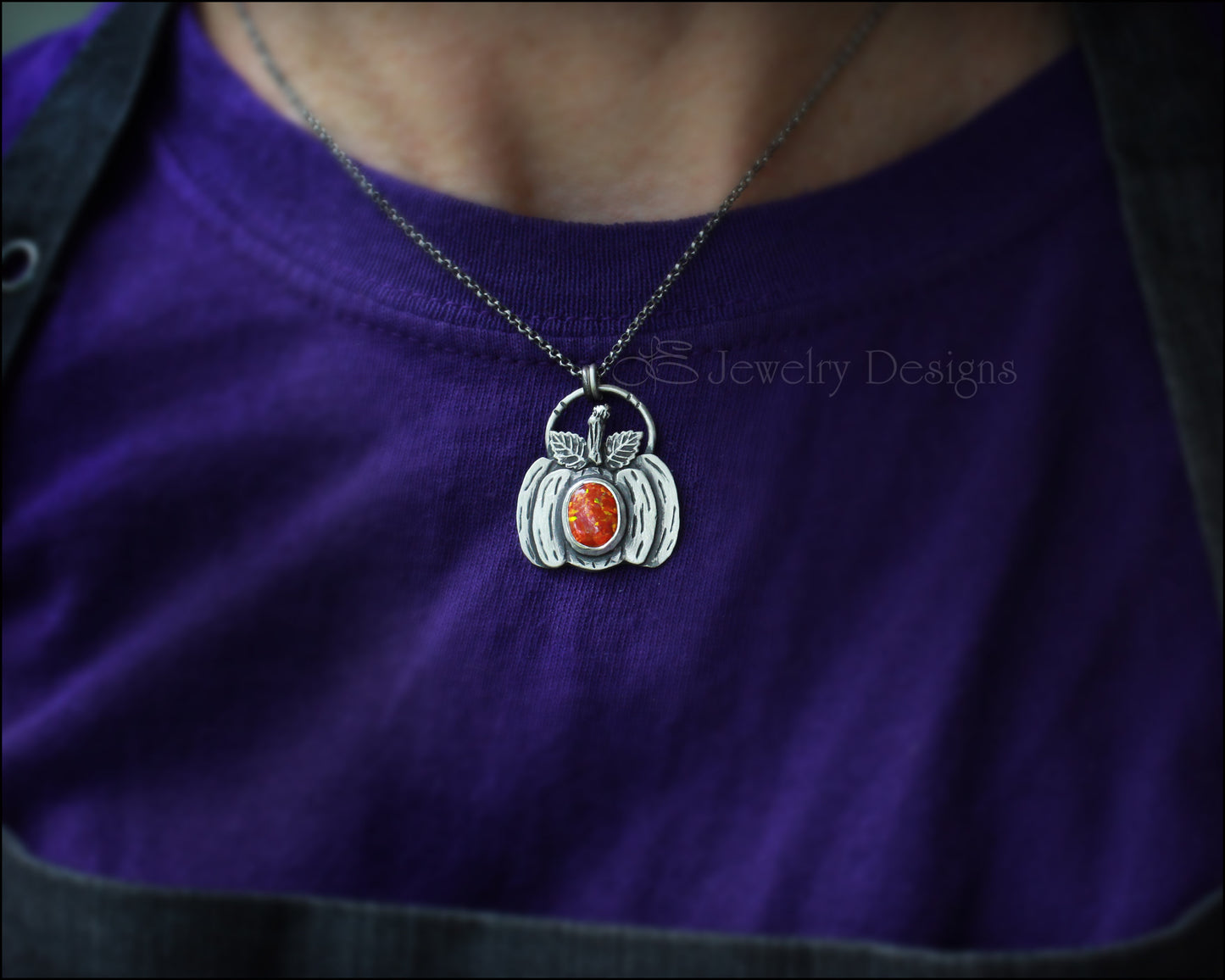 Sterling Silver Opal Pumpkin Necklace - LE Jewelry Designs