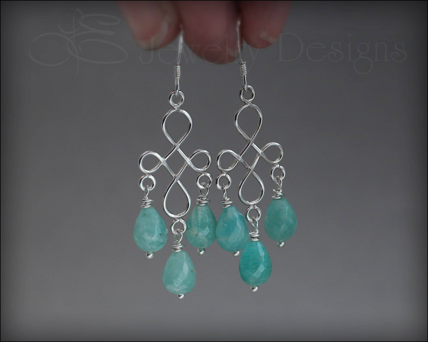 Load image into Gallery viewer, Sterling Amazonite Chandelier Earrings - LE Jewelry Designs
