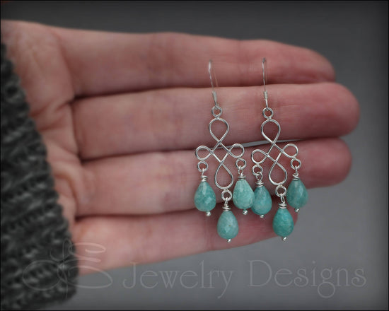 Load image into Gallery viewer, Sterling Amazonite Chandelier Earrings - LE Jewelry Designs
