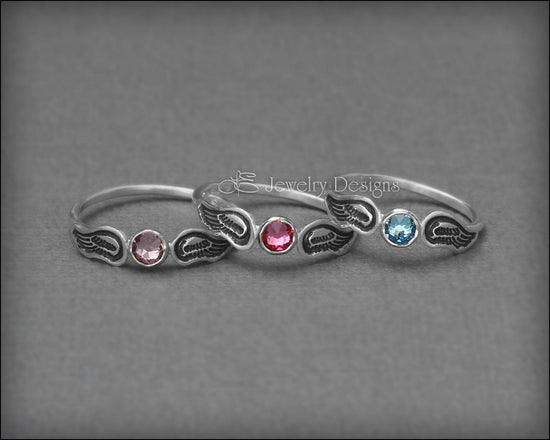 Angel Wings Birthstone Ring - LE Jewelry Designs