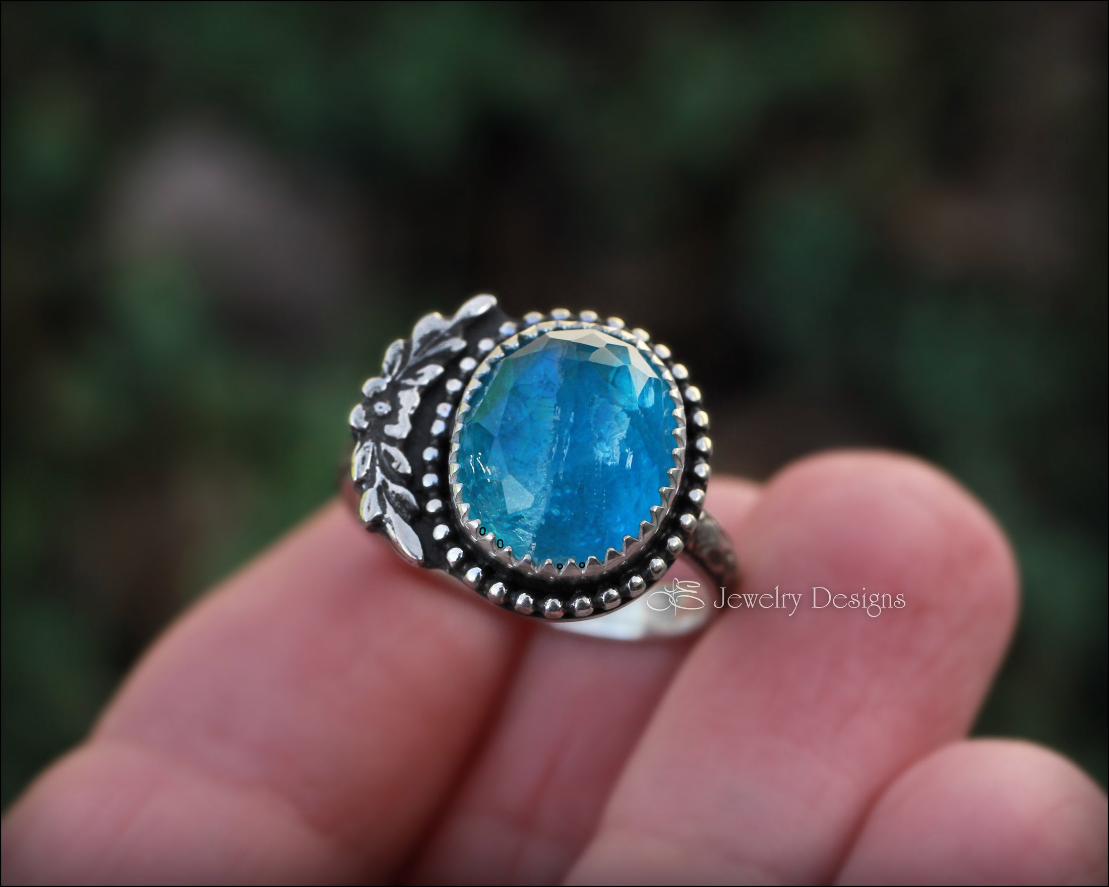 Sterling Neon Blue Apatite Floral Ring – LE Jewelry Designs