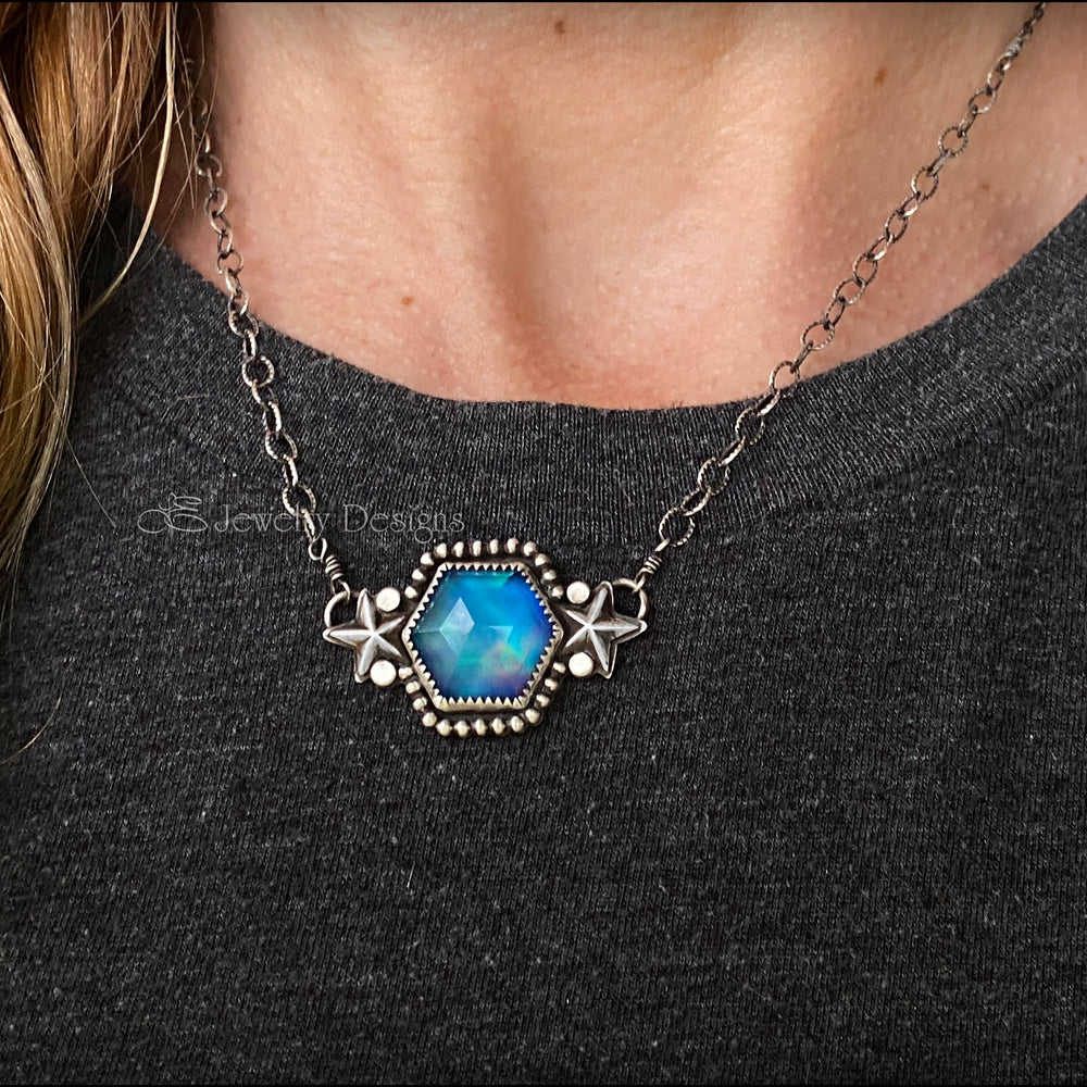 Sterling Aurora Opal Galaxy Necklace - LE Jewelry Designs