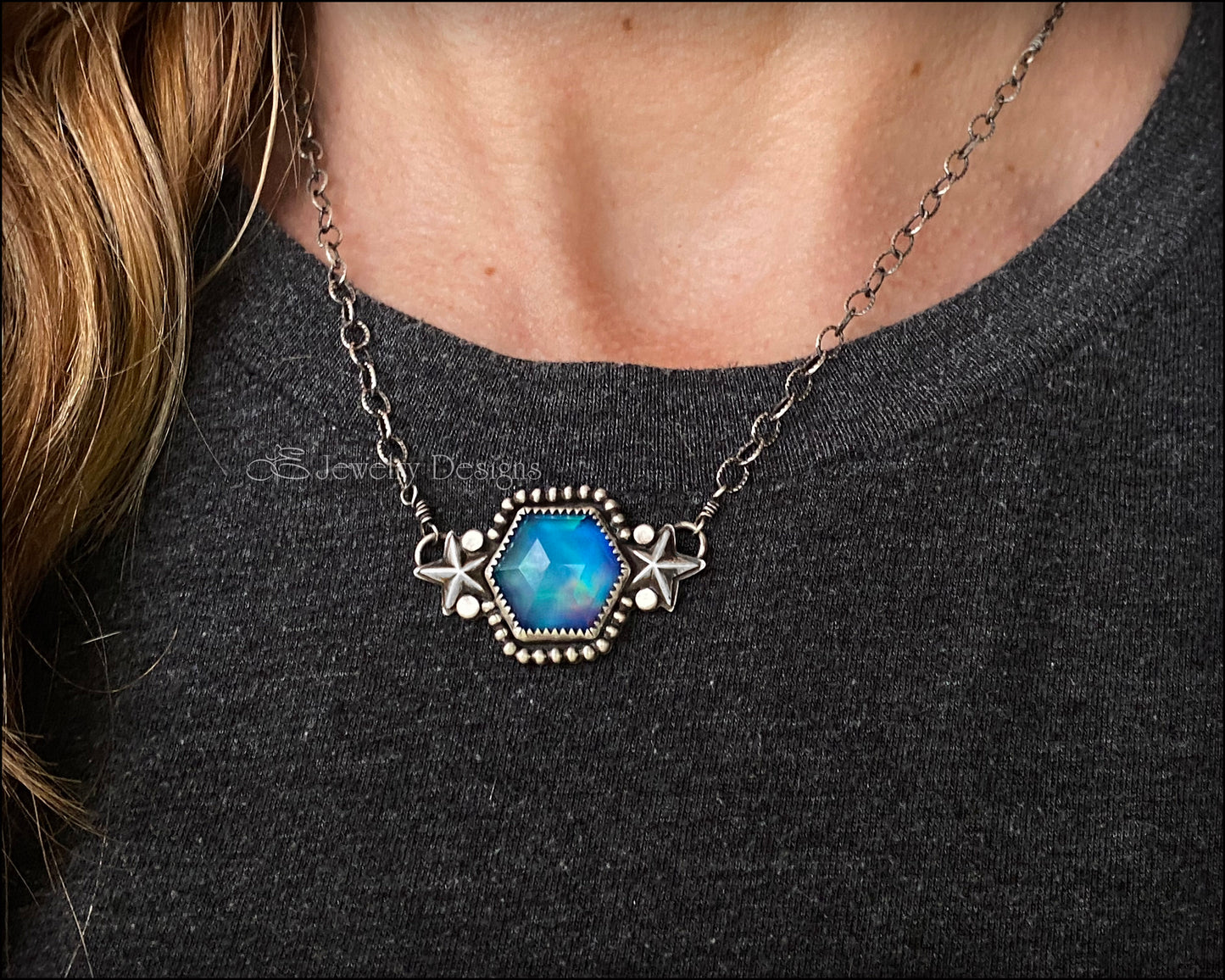 Sterling Aurora Opal Galaxy Necklace - LE Jewelry Designs