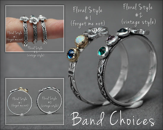 Gemstone Flower Ring - (choose # of stones) - LE Jewelry Designs