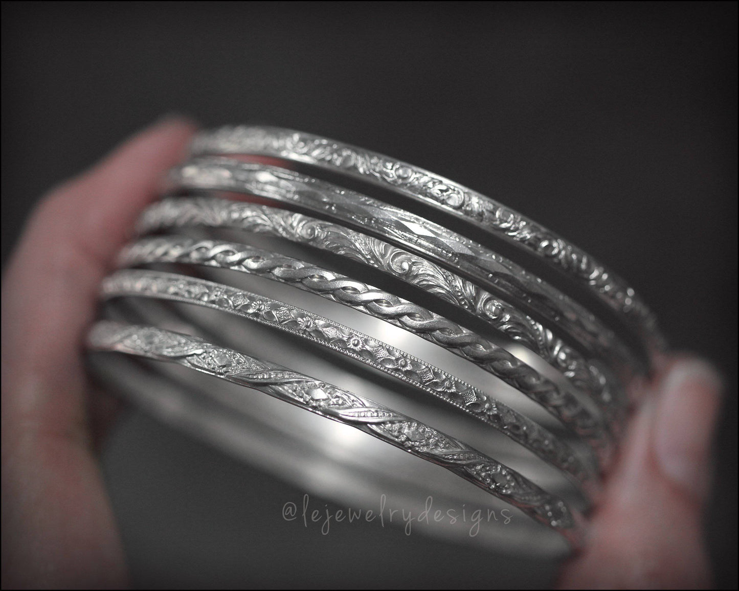 Skinny Sterling Stacking Bangles - LE Jewelry Designs