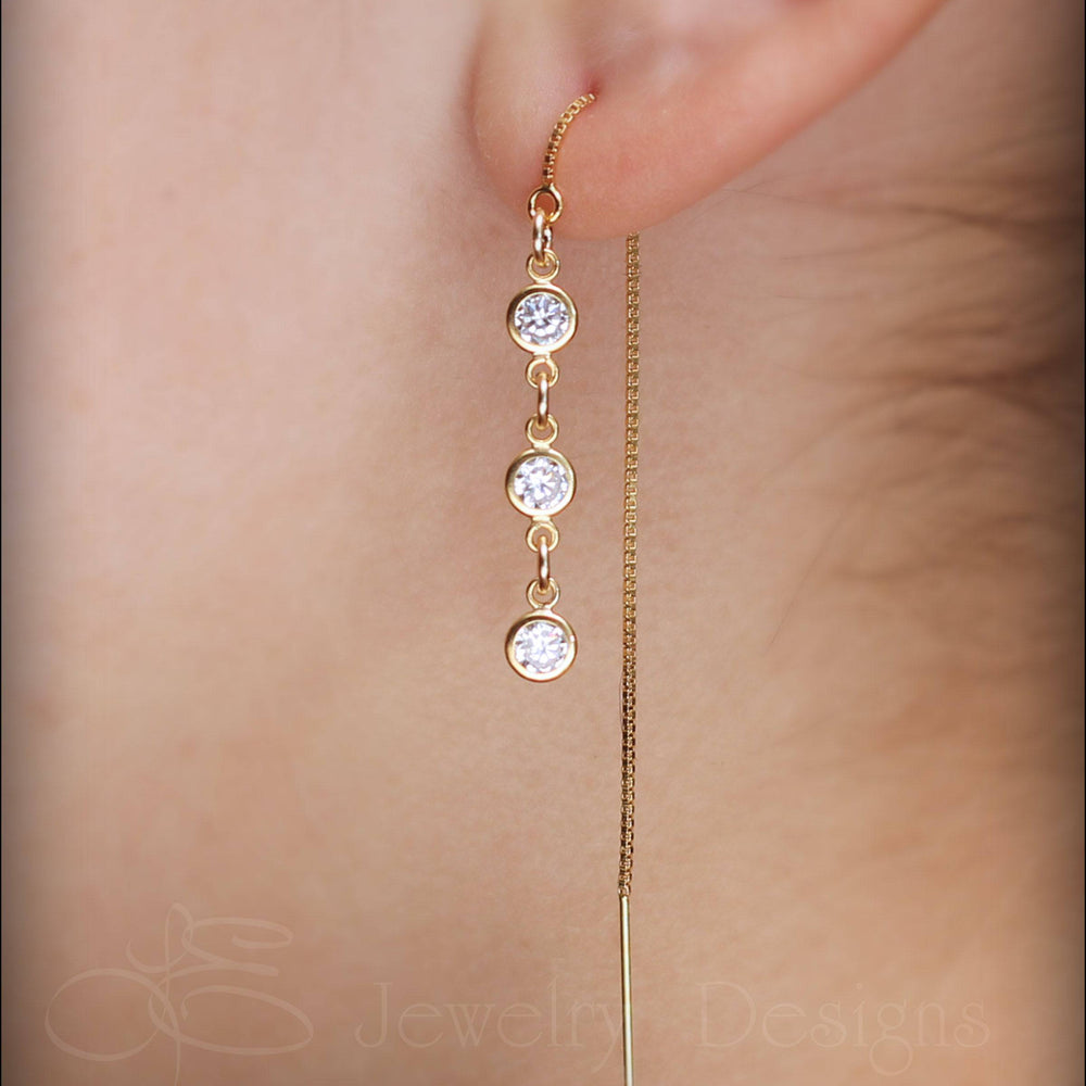 Cubic Zirconia Ear Threaders (yellow & rose gold-filled) - LE Jewelry Designs