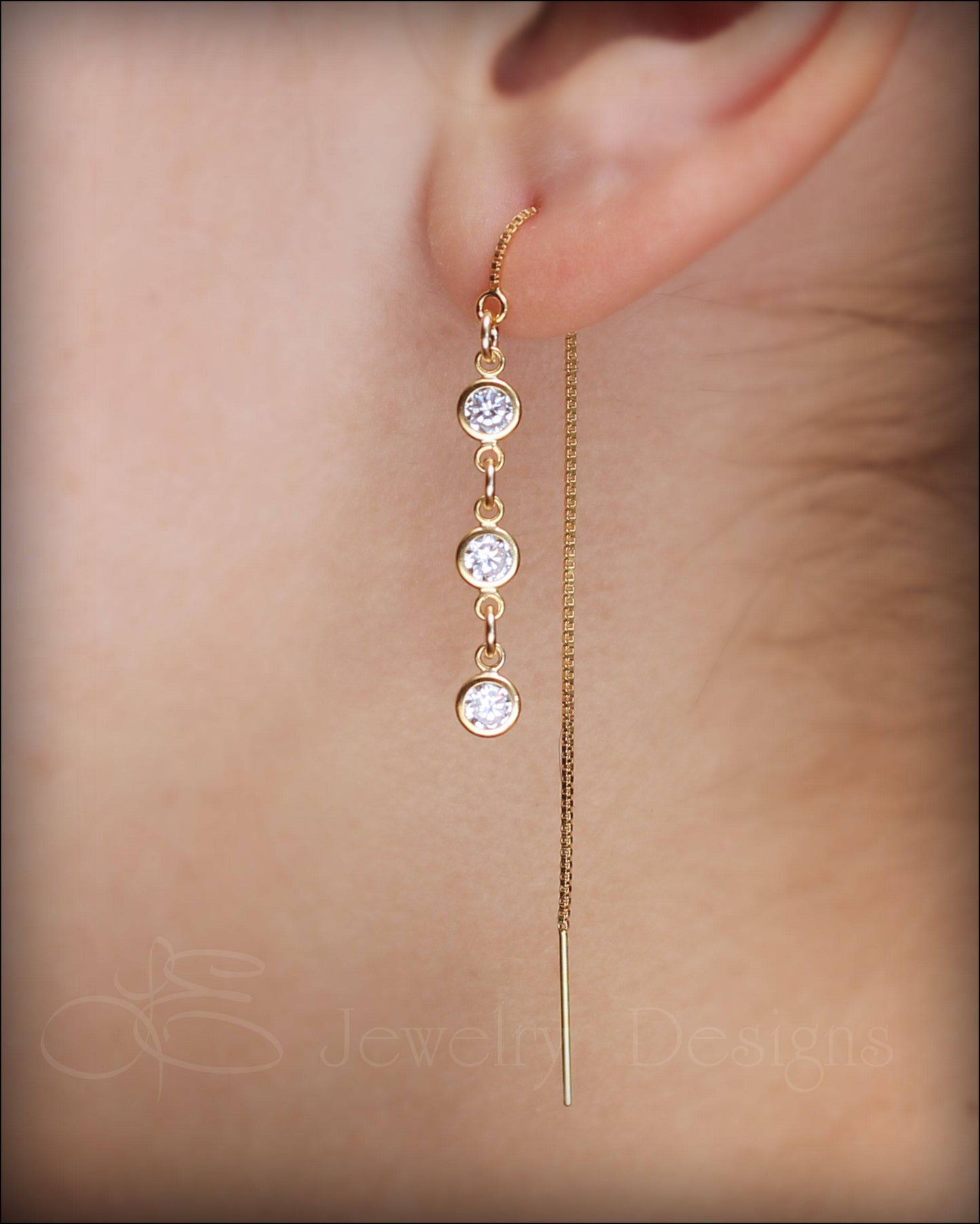 Cubic Zirconia Ear Threaders (yellow & rose gold-filled) - LE Jewelry Designs